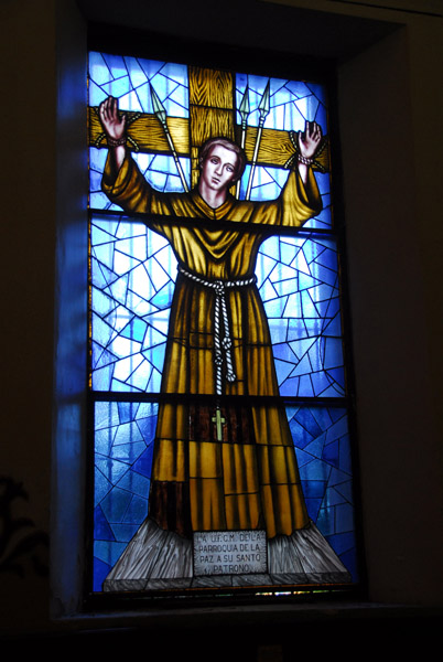 Stained glass window of the Patron Saint of La Paz