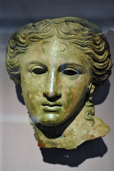Head of a bronze cult statue of Anahita, a local goddess shown here in the guise of Aphrodite, 200-100 BC