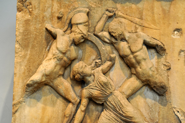 Frieze from the Mausoleum of Halikarnassos showing a battle between Lapiths and Centaurs ca 350 BC