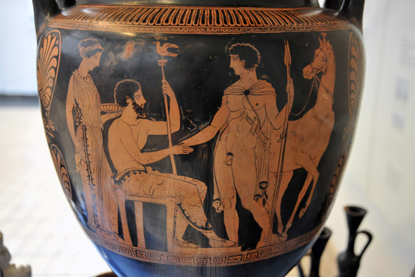 Theseus being welcomed by his father King Aigeus on his return to Athens, 410-400 BC