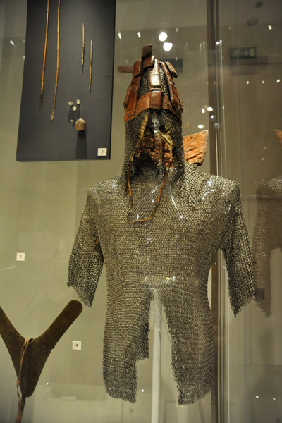 Helmet and chain mail jacket, Hausa people, northern Nigeria, early 20th C.