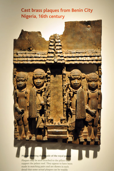 Plaque showing the façade of the Royal Palace, Benin City, Nigeria