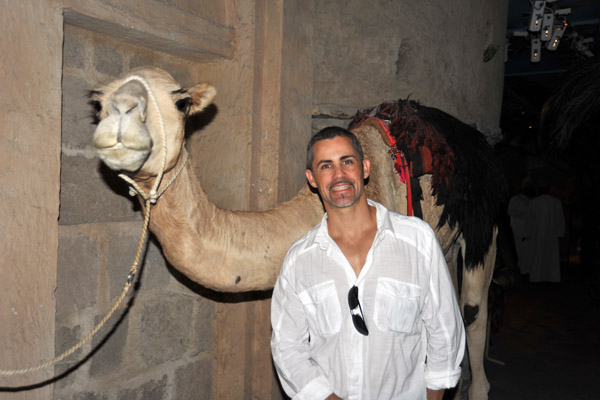 Rafi with the camel at Dubai Museum