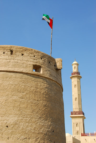 Tower of Al Fahidi Fort with minaret