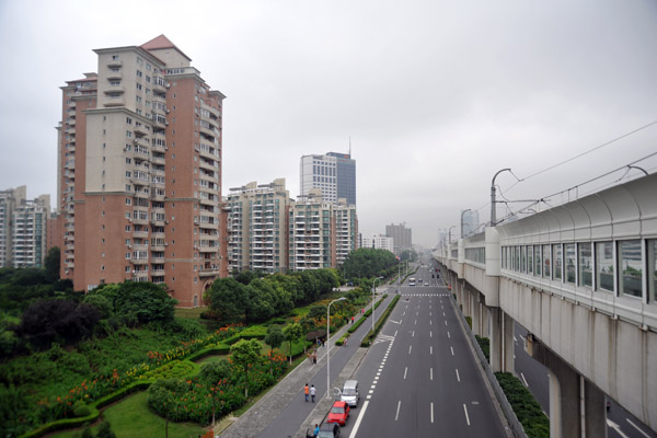 Yanggao Road North from the Hangjin Road Metro Station, Shanghai-Pudong