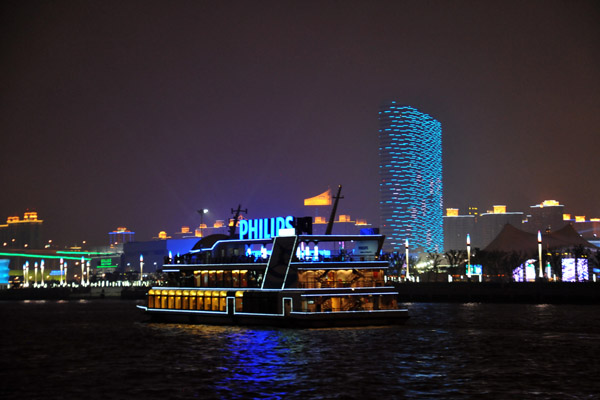 The Philips boat cruising the Huangpu River