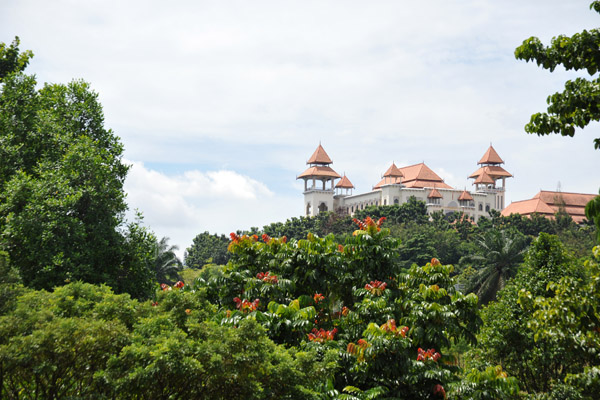 The roofs and towers of the Istana Melawati from Putrajaya Botanical Garden