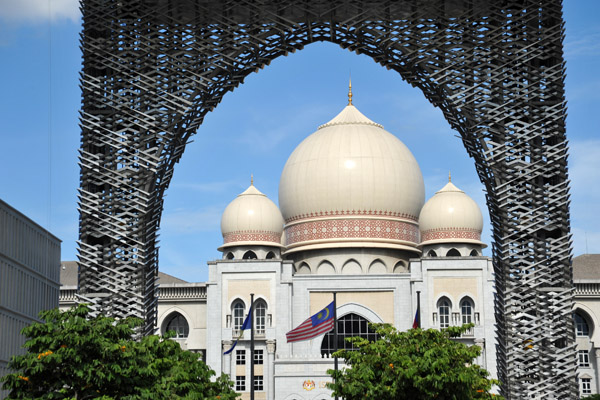 Istana Kehakiman - Palace of Justice through the Putrajaya Corporation Arch