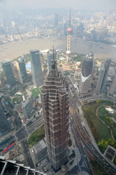 Looking down on Shanghai's former tallest building, the Jin Mao Tower