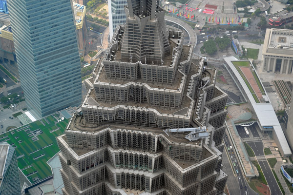 The top of the Jin Mao Tower - 420m tall, completed in 1999