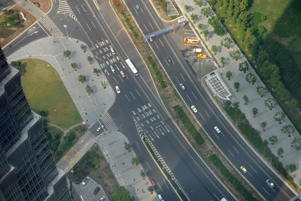 Looking straight down at Century Boulevard