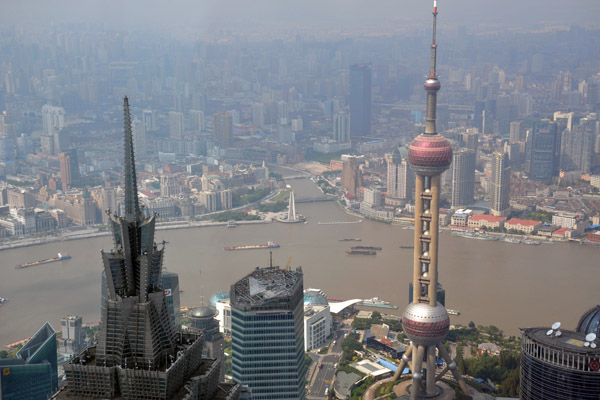 Orient Pearl TV Tower, 468m, completed in 1994 as one of the first major landmarks of Pudong