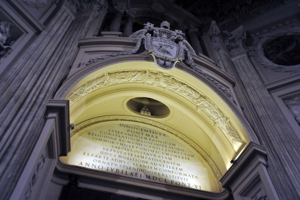 Inscription over the main entrance by Pope Innocent X, 1650 