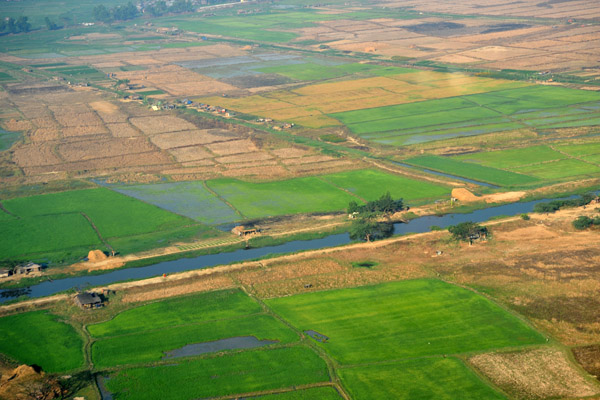 Farmland and canal north of Yangon Airport