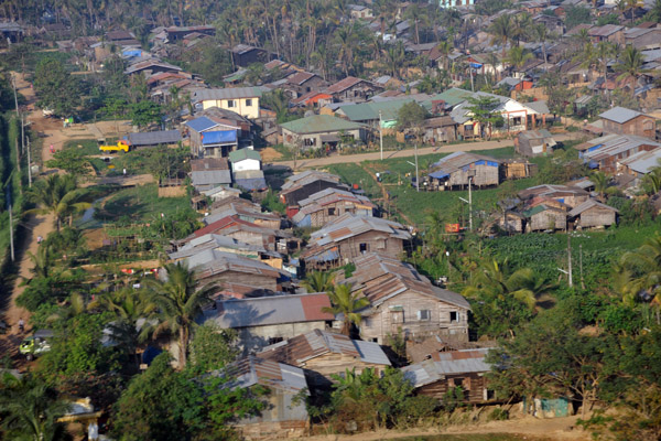Traditionally built houses in Mingaladon, next to Yangon Airport, Myanmar (Burma)