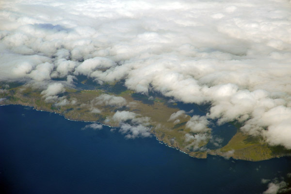 Vagar Airport under clouds, Fare Islands