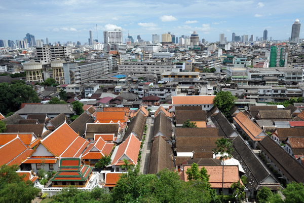 Buildings of Wat Saket the south from the Golden Mount
