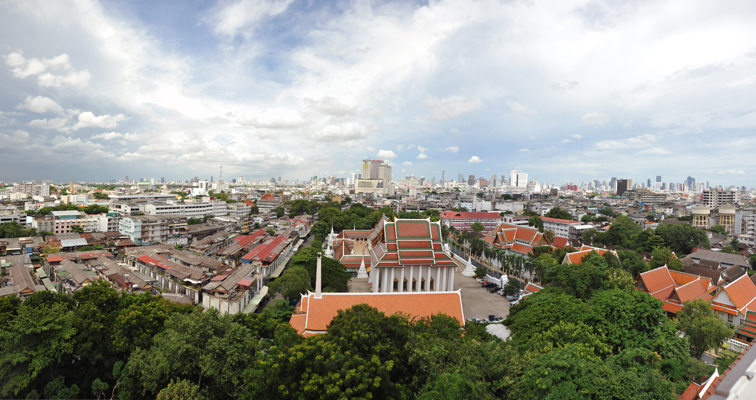 Panoramic view of Bangkok from the Golden Mount - northeast through southeast