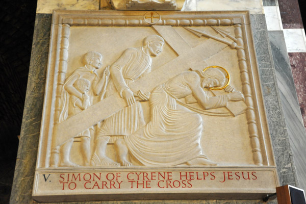 Westminster Cathedral Stations of the Cross - V. Simon of Cyrene Helps Jesus to Carry the Cross