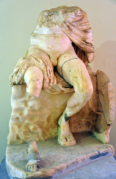 Seated marble statue of Mars, 2nd C. AD, Hadrianic Baths