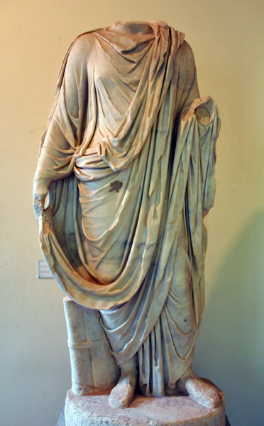 Headless togate statue, 2nd C. AD, from the gymnasium of the Hadrianic Baths