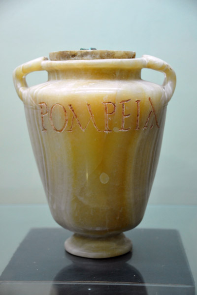 Alabaster urn inscribed POMPEIA