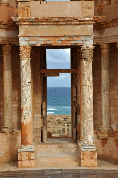 Looking out through the theater to the sea