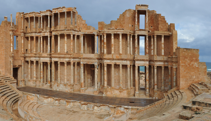 Panoramic view of the Roman Theater of Sabratha