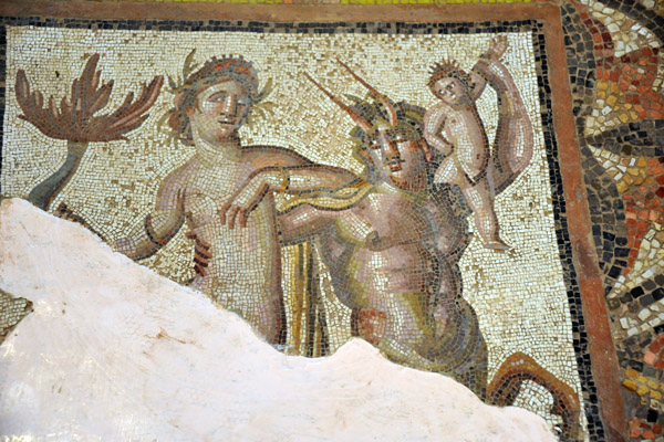 Fragment of a mosaic - centaur, woman, child - Sabratha