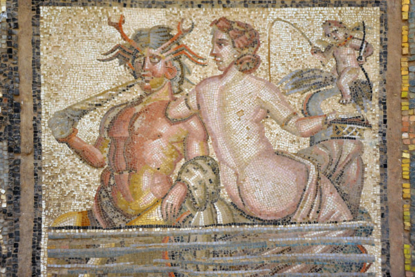 Mosaic of a centaur, woman and child, Sabratha - Roman Museum