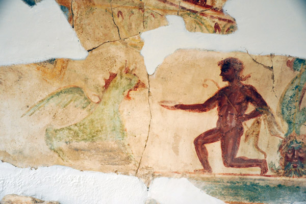 Fresco - offering to a dragon, Roman Museum
