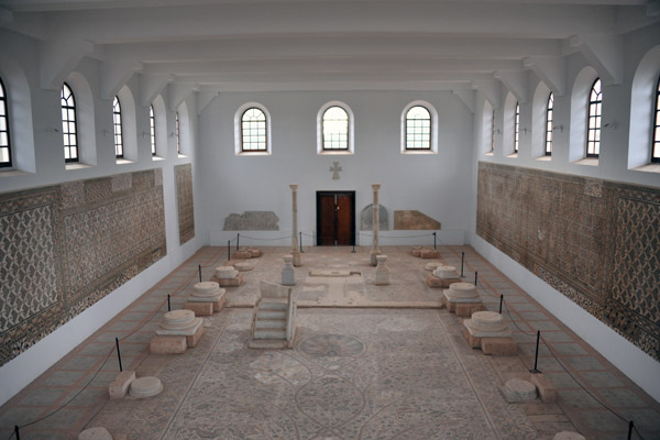The mosaics and artefacts removed from the Basilica of Justinian occupy the entire central wing of the Roman Museum