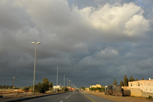 A stormy looking day as we drive from Tripoli to Sabratha in December 2010