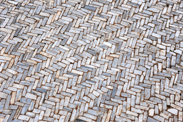 Marble brick floor with a herringbone pattern, Sabratha