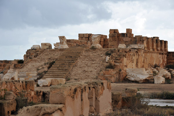 The elevated Antonine Temple dedicated to the Roman Emperor Antonius Pius (r. 138-161)