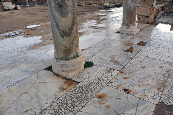 Cracked paving tiles of one of the Sabratha temples