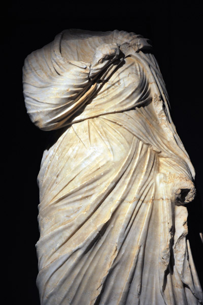 Acephalous (headless) statue of togated woman, 1st C. AD, Theatre of Leptis Magna