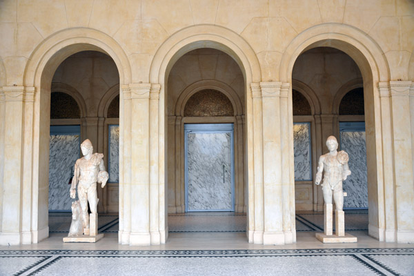 The Dioscuri at their new home, the entrance to the Museum of Libya