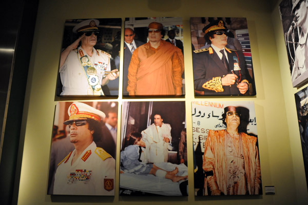 Various portraits of Qadhafi that were on display in the Gallery of the Revolution in December 2010