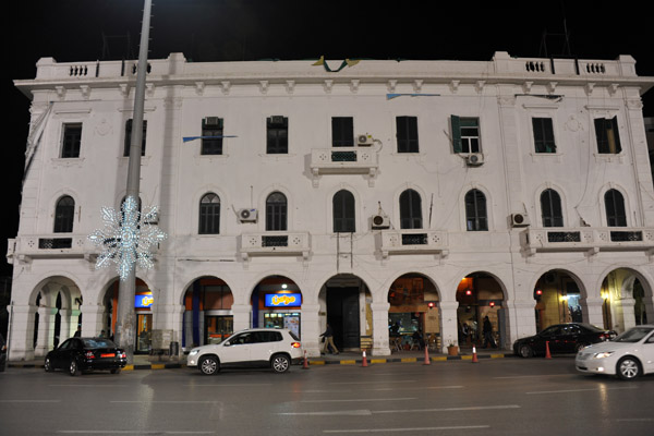 Acraded Italian buildings on the south side of Green Square