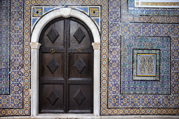Wooden door to the prayer hall - Ahmed Pasha Karamanli Mosque