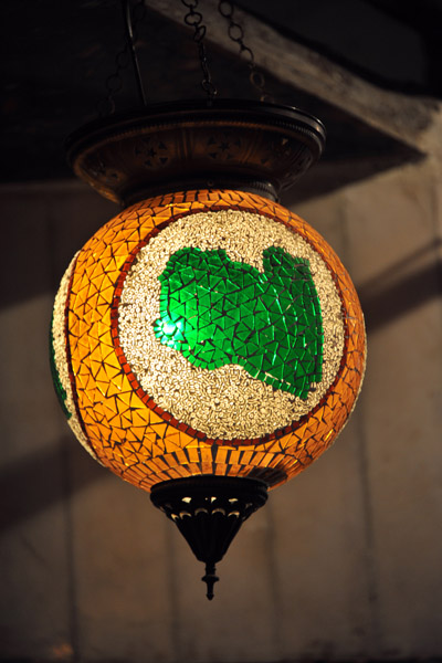 Mosaic glass lamp with the map of Libya
