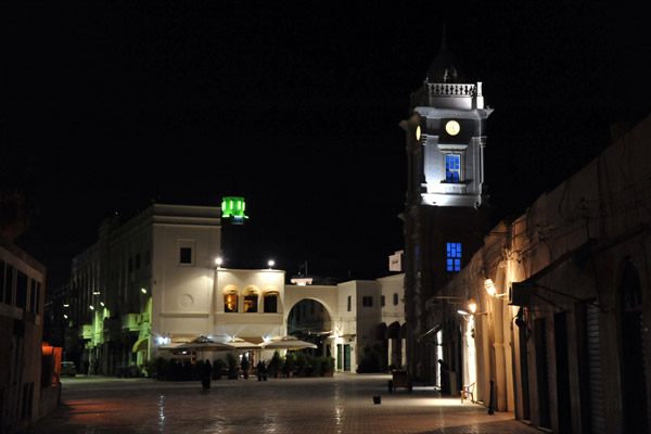 Clock Tower Square at night, Tripoli Medina 