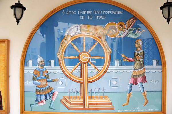 Torture on a wheel - Painted interior of the Greek Orthodox Church of St. George