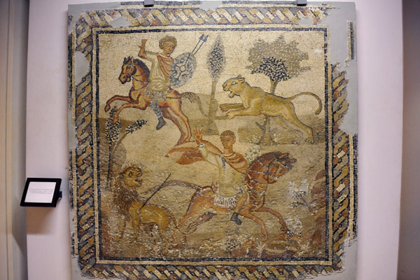 Roman mosaic of a lion hunt