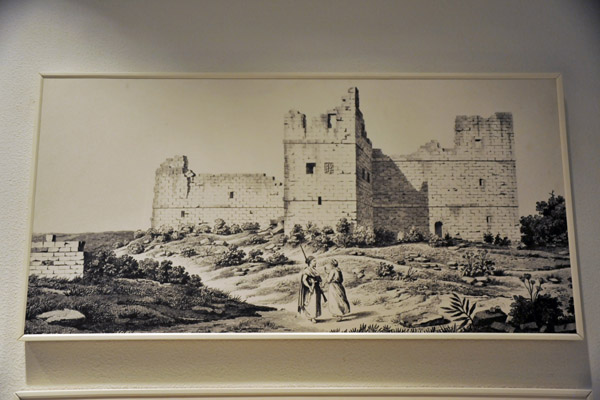 Engraving of ruins in the desert dated 1826