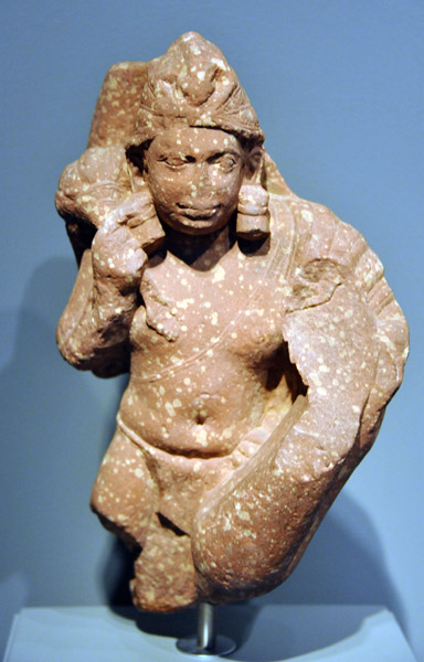 Fragment showing an attendant figure, approx 100-200, Mathura area, UP