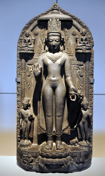Standing Buddha with four scenes of his life, Bihar