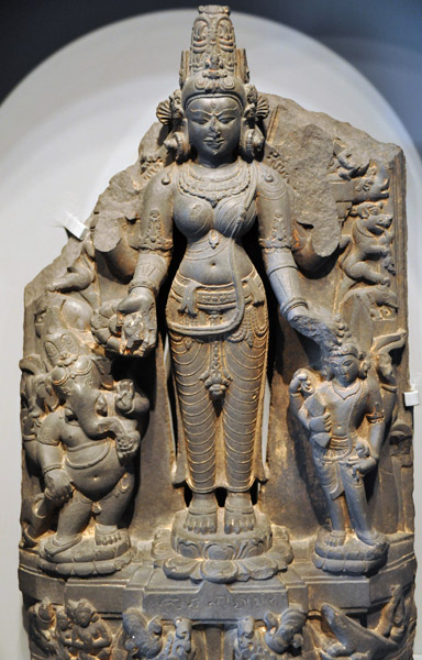 Parvati with her sons Ganesha and Skanda, approx 1000-1100, eastern Bangladesh