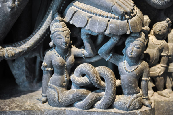 Detail from the Vishnu statue symbolizing the waters through which Vishnu dove to rescue the earth